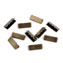 Metal crimp end /  end tip for flat cord, width 25 mm - Vintage brass (10 Pieces)