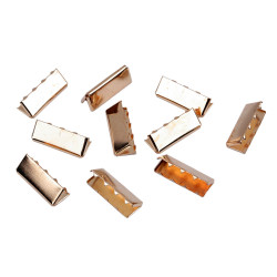 Metal crimp end /  end tip for flat cord, width 25 mm - Pink gold (10 Pieces)