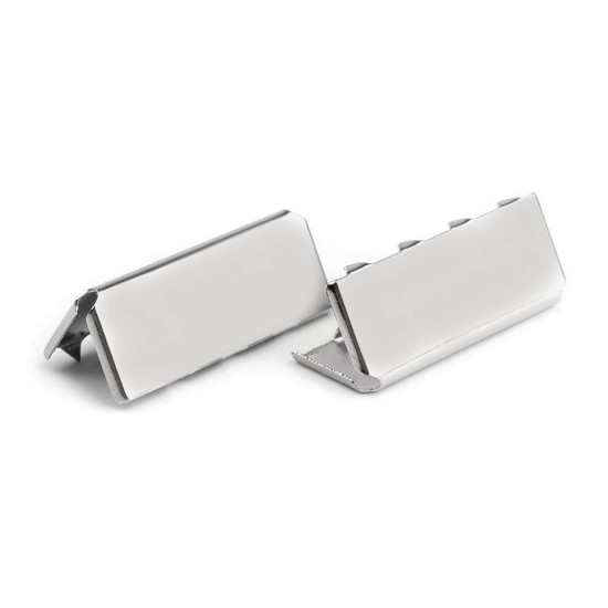 Metal crimp end / end tip for flat cord, width 25 mm - Nickel (300 Pieces) Metal crimp end / end tip for flat cord, width 25 mm - Nickel (300 Pieces)