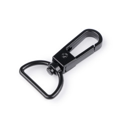 Karabińczyk metalowy z krętlikiem, otwór do przewlekania 20 mm - Czarny lakier (1 Sztuka)