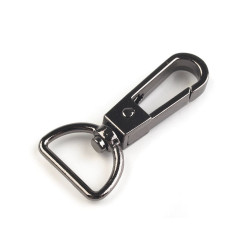 Karabińczyk metalowy z krętlikiem, otwór do przewlekania 20 mm - Czarny nikiel (1 Sztuka)