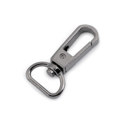 Karabińczyk metalowy z krętlikiem, otwór do przewlekania 15 mm - Czarny nikiel (1 Sztuka)