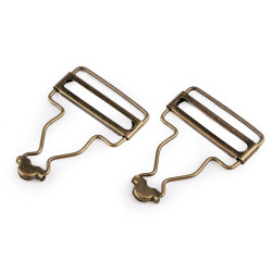 Dungaree clips, pulling hole 28; 30; 38 mm - Vintage brass (4 Pieces)