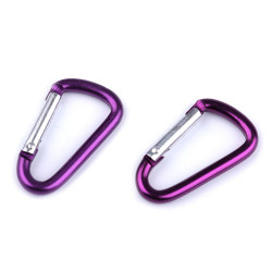 Karabińczyk metalowy 23x39 mm - Fioletowy purpurowy (10 Sztuki)