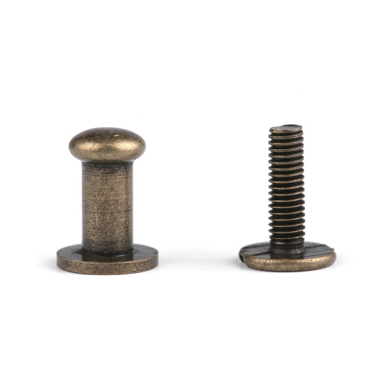 Screw in button head nail rivets / chicago rivet screw ø6 mm - Nickel (50 Pairs) Screw in button head nail rivets / chicago rivet screw ø6 mm - Nickel (50 Pairs)