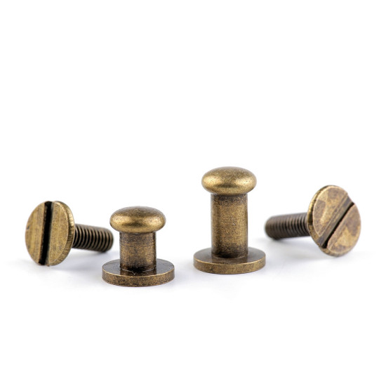 Screw in button head nail rivets / chicago rivet screw ø6 mm - Nickel (50 Pairs) Screw in button head nail rivets / chicago rivet screw ø6 mm - Nickel (50 Pairs)