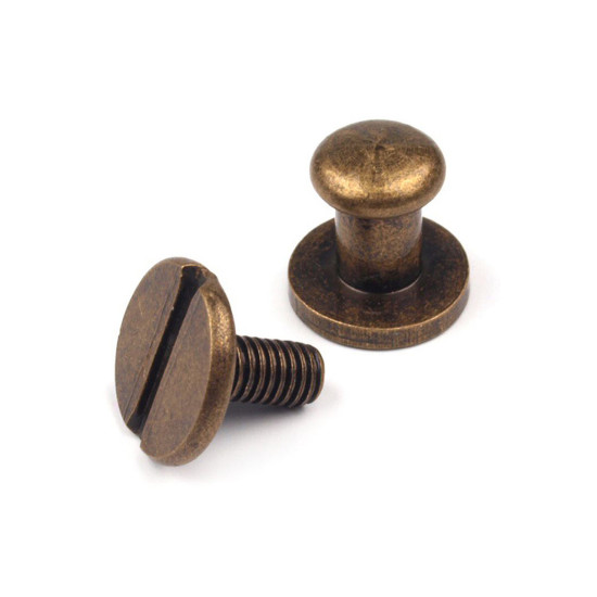 Screw in button head nail rivets / chicago rivet screw ø6 mm - Nickel (50 Pairs) Screw in button head nail rivets / chicago rivet screw ø6 mm - Nickel (50 Pairs)
