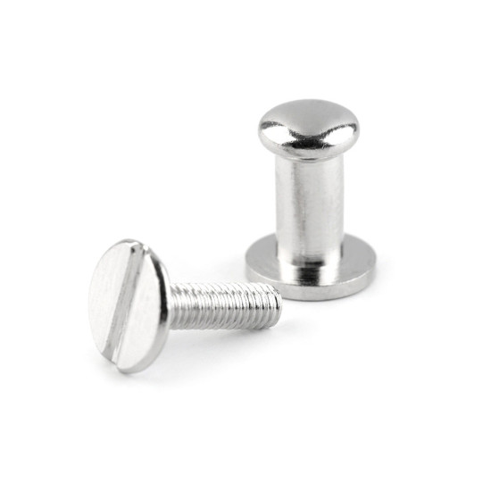 Screw in button head nail rivets / chicago rivet screw ø6 mm - Nickel (50 Pairs) Screw in button head nail rivets / chicago rivet screw ø6 mm - Nickel (50 Pairs)