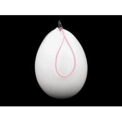 Plastic egg 46x64 mm with hanging loop - White milk (12 Pieces)