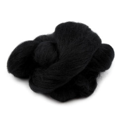 Wool fleece roving 20 g combed - Black (1 Bag)