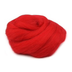 Wool fleece roving 20 g combed - Red (1 Bag)