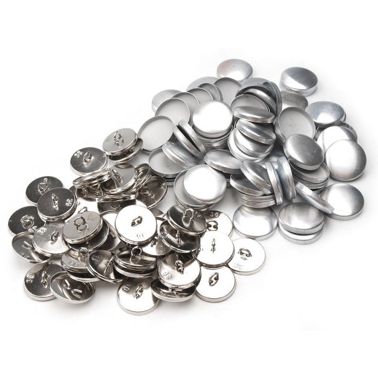 Foremki guzików do obciągania materiałem rozmiar 36" metalowe - Nikiel (100 Zestawy) Foremki guzików do obciągania materiałem rozmiar 36" metalowe - Nikiel (100 Zestawy)