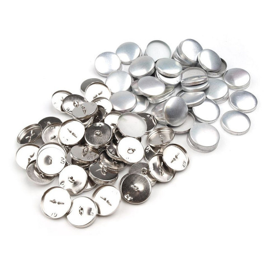 Foremki guzików do obciągania materiałem rozmiar 40" metalowe - Nikiel (100 Zestawy) Foremki guzików do obciągania materiałem rozmiar 40" metalowe - Nikiel (100 Zestawy)