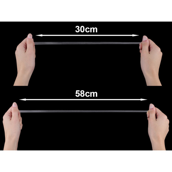 Silikonová pruženka / lastin šíře 8 mm - Transparent (500 Metry) Silikonová pruženka / lastin šíře 8 mm - Transparent (500 Metry)