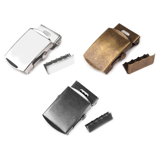 Gürtelschnalle aus metall, durchzug 30 mm, mit endstück - Nickel (1 Set) Gürtelschnalle aus metall, durchzug 30 mm, mit endstück - Nickel (1 Set)