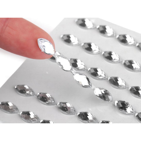 Self adhesive rhinestone crystal stickers 5x10 mm - Crystal (1 Card)