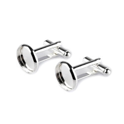 Diy cufflinks, w/h unfinished pad ø14 mm - Silver light (10 Pieces)
