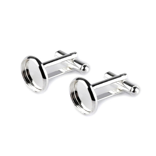 Diy cufflinks, w/h unfinished pad ø14 mm - Silver light (2 Pieces) Diy cufflinks, w/h unfinished pad ø14 mm - Silver light (2 Pieces)