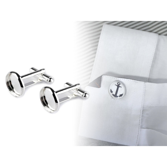 Diy cufflinks, w/h unfinished pad ø14 mm - Silver light (2 Pieces) Diy cufflinks, w/h unfinished pad ø14 mm - Silver light (2 Pieces)