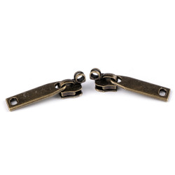 Zipper slider with lock hole to nylon zippers no 7 for bags - Vintage brass (10 Pieces)