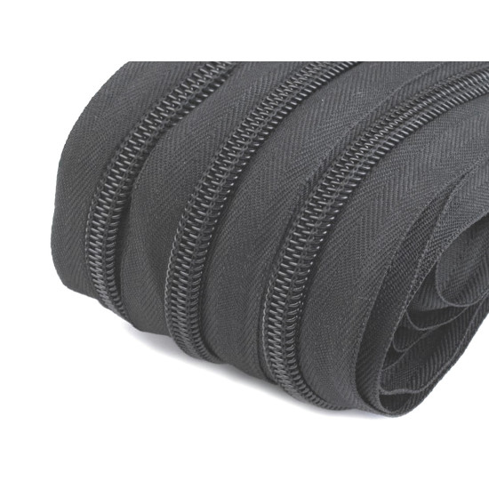 Continuous nylon zipper no 7 - Black (25 Meters)