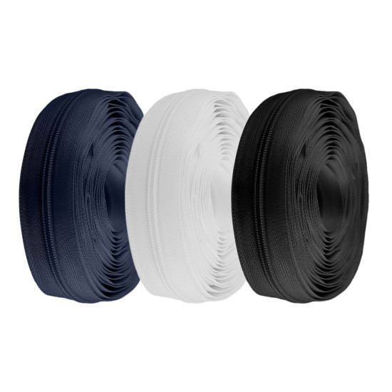 Continuous nylon zipper no 7 - Black (25 Meters)