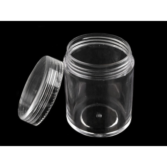 Barattolino di plastica, lunghezza: 3,8 x 4,7 cm, con coperchio - Trasparente (60 Pezzi) Barattolino di plastica, lunghezza: 3,8 x 4,7 cm, con coperchio - Trasparente (60 Pezzi)