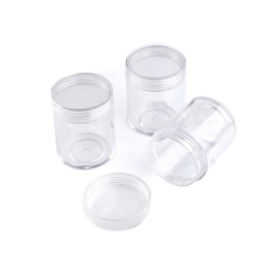 Barattolino di plastica, lunghezza: 3,8 x 4,7 cm, con coperchio - Trasparente (60 Pezzi) Barattolino di plastica, lunghezza: 3,8 x 4,7 cm, con coperchio - Trasparente (60 Pezzi)