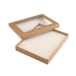 Pudełko z okienkiem wyściełane 16x19,5 cm - Naturalny brąz (1 Sztuka)