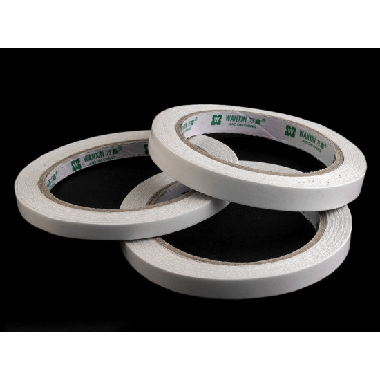 Double-sided tape width 8 mm, 10 mm, 12 mm - Transparent (25 Pieces) Double-sided tape width 8 mm, 10 mm, 12 mm - Transparent (25 Pieces)