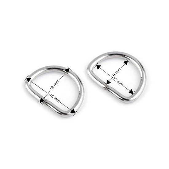 D-ring width 12 mm - Nickel (20 Pieces)