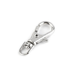Karabińczyk metalowy z krętlikiem, otwór do przewlekania 4 mm - Nikiel (200 Sztuki)