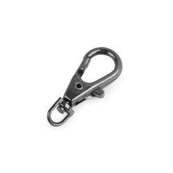 Karabińczyk metalowy z krętlikiem, otwór do przewlekania 4 mm - Czarny nikiel (200 Sztuki)