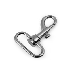 Karabińczyk metalowy z krętlikiem, otwór do przewlekania 32 mm - Czarny nikiel (1 Sztuka)