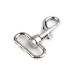 Karabińczyk metalowy z krętlikiem, otwór do przewlekania 32 mm - Nikiel (1 Sztuka)