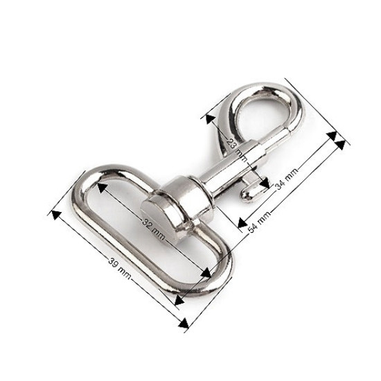 Karabińczyk metalowy z krętlikiem, otwór do przewlekania 32 mm - Złoty (1 Sztuka) Karabińczyk metalowy z krętlikiem, otwór do przewlekania 32 mm - Złoty (1 Sztuka)