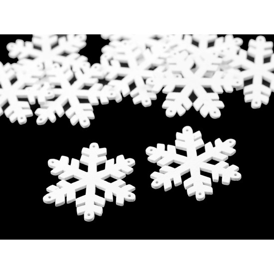 Fiocco di neve, in legno - Bianco (20 Pezzi) Fiocco di neve, in legno - Bianco (20 Pezzi)
