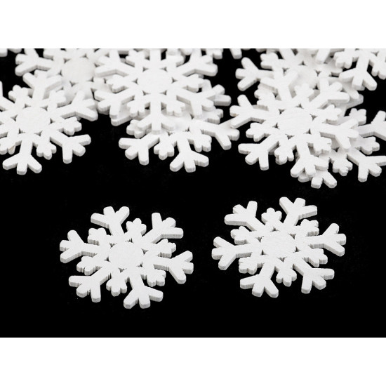 Fiocco di neve, in legno - Bianco (20 Pezzi) Fiocco di neve, in legno - Bianco (20 Pezzi)