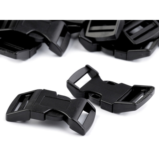 Boucle à déclenchement latéral avec réglage de sangle, largeur 25 mm - Noir (100 Ensembles) Boucle à déclenchement latéral avec réglage de sangle, largeur 25 mm - Noir (100 Ensembles)