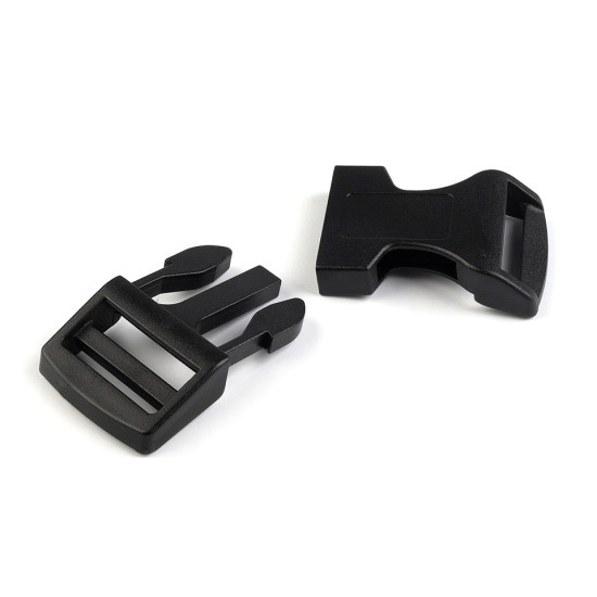 Boucle à déclenchement latéral avec réglage de sangle, largeur 25 mm - Noir (100 Ensembles) Boucle à déclenchement latéral avec réglage de sangle, largeur 25 mm - Noir (100 Ensembles)