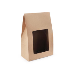 Geschenkbox aus papier mit fenster - Naturbraun (1 Stück)
