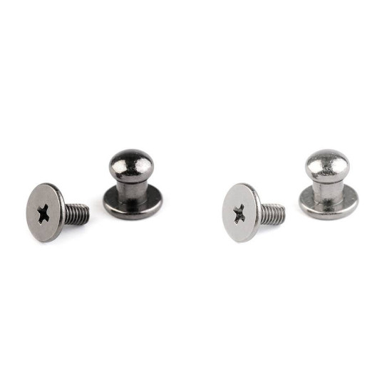 Screw in button head nail rivets ø6 mm - Black nickel (100 Pairs) Screw in button head nail rivets ø6 mm - Black nickel (100 Pairs)
