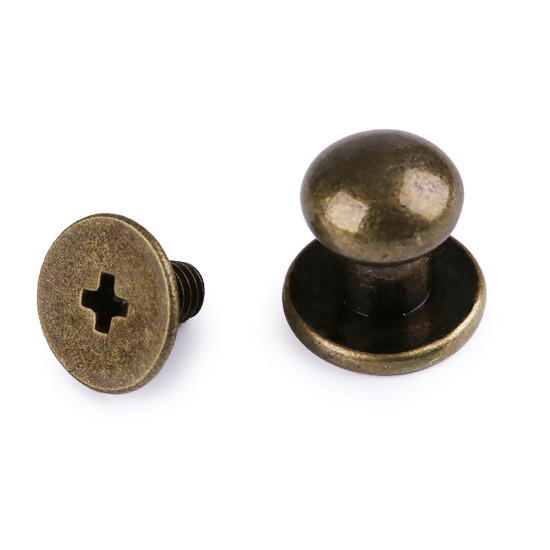 Screw in button head nail rivets ø7 mm - Black varnish (200 Pairs) Screw in button head nail rivets ø7 mm - Black varnish (200 Pairs)