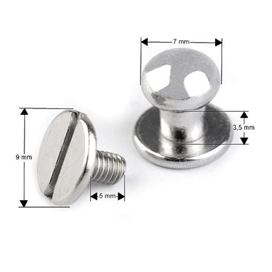 Screw in button head nail rivets ø7 mm - Black varnish (200 Pairs) Screw in button head nail rivets ø7 mm - Black varnish (200 Pairs)