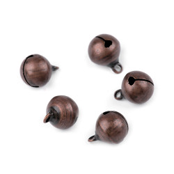 Brass jingle bells ø12 mm - Old copper (5 Pieces)