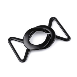 Decorative buckle closure clasp, pulling hole 24 mm - Black varnish (1 Pair)