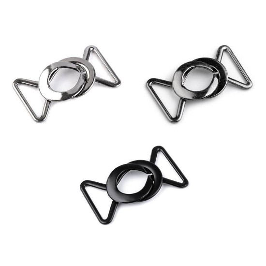 Decorative buckle closure clasp, pulling hole 24 mm - Black varnish (5 Pairs) Decorative buckle closure clasp, pulling hole 24 mm - Black varnish (5 Pairs)