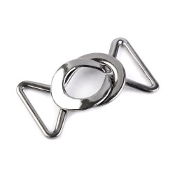 Decorative buckle closure clasp, pulling hole 24 mm - Nickel (1 Pair)
