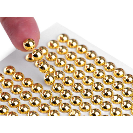 Self adhesive faux pearl stickers ø6 mm - Gold (12 Cards) Self adhesive faux pearl stickers ø6 mm - Gold (12 Cards)