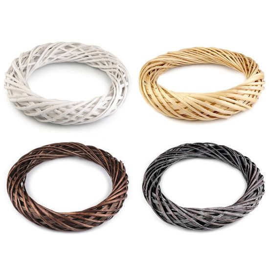 Wicker wreath ø34 cm - Grey (4 Pieces)